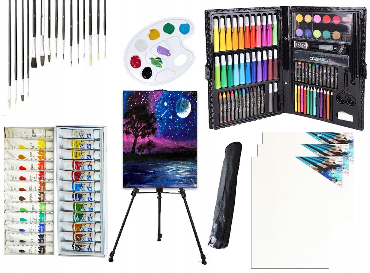 Štětce Stojan Barvy Malířské Plátno Malířská Sada