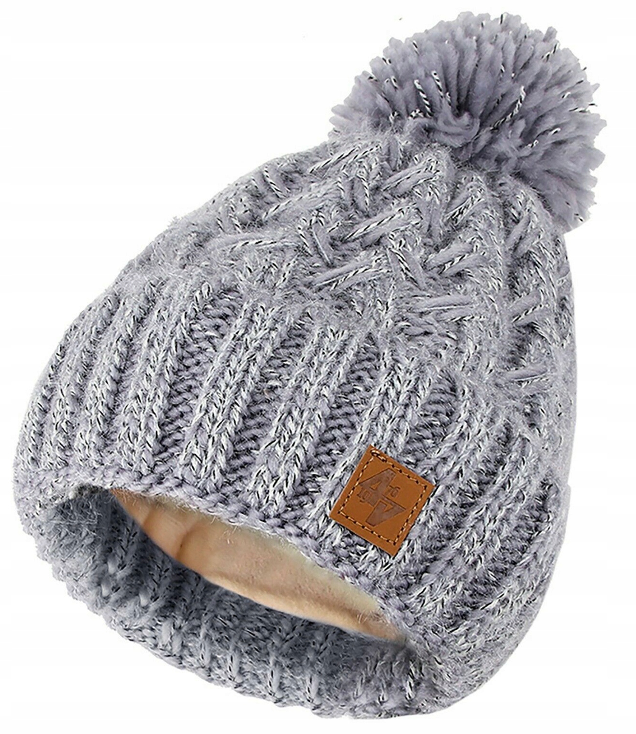 

Zimowa Czapka Ciepła Pompon Podszewka Polar