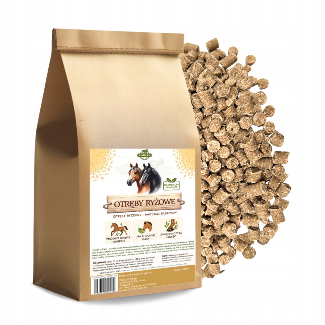 Otręby Ryżowe dla koni 20kg Samfarm naturalne otręby ryżowe 100%