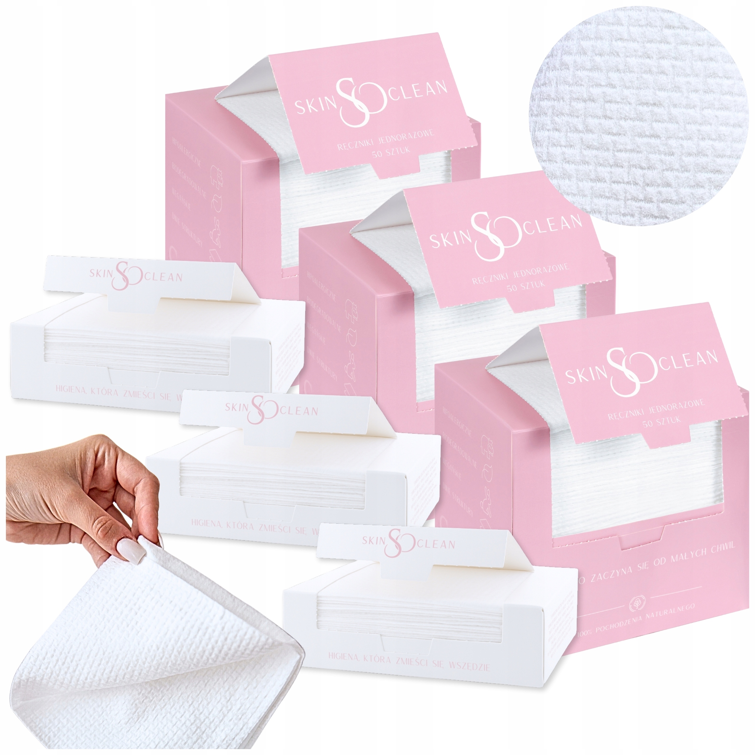 Na Jedno Použití ručníky na obličej XL 30x25 cm Skinsoclean 195ks Premium Set