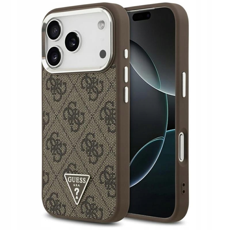 Pouzdro Guess pro iPhone 17 Pro Magsafe Originální Saffiano 4G Hnědé Zadní Kryt