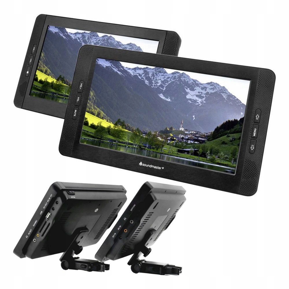 Přenosný duální DVD přehrávač do auta s držákem na opěrku hlavy Soundmaster PDB1850SW Usb Sd