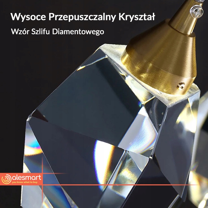 Lampa wisząca 3 Kryształy/Diament Led Mosiądz LUX Kod producenta EC323-3D