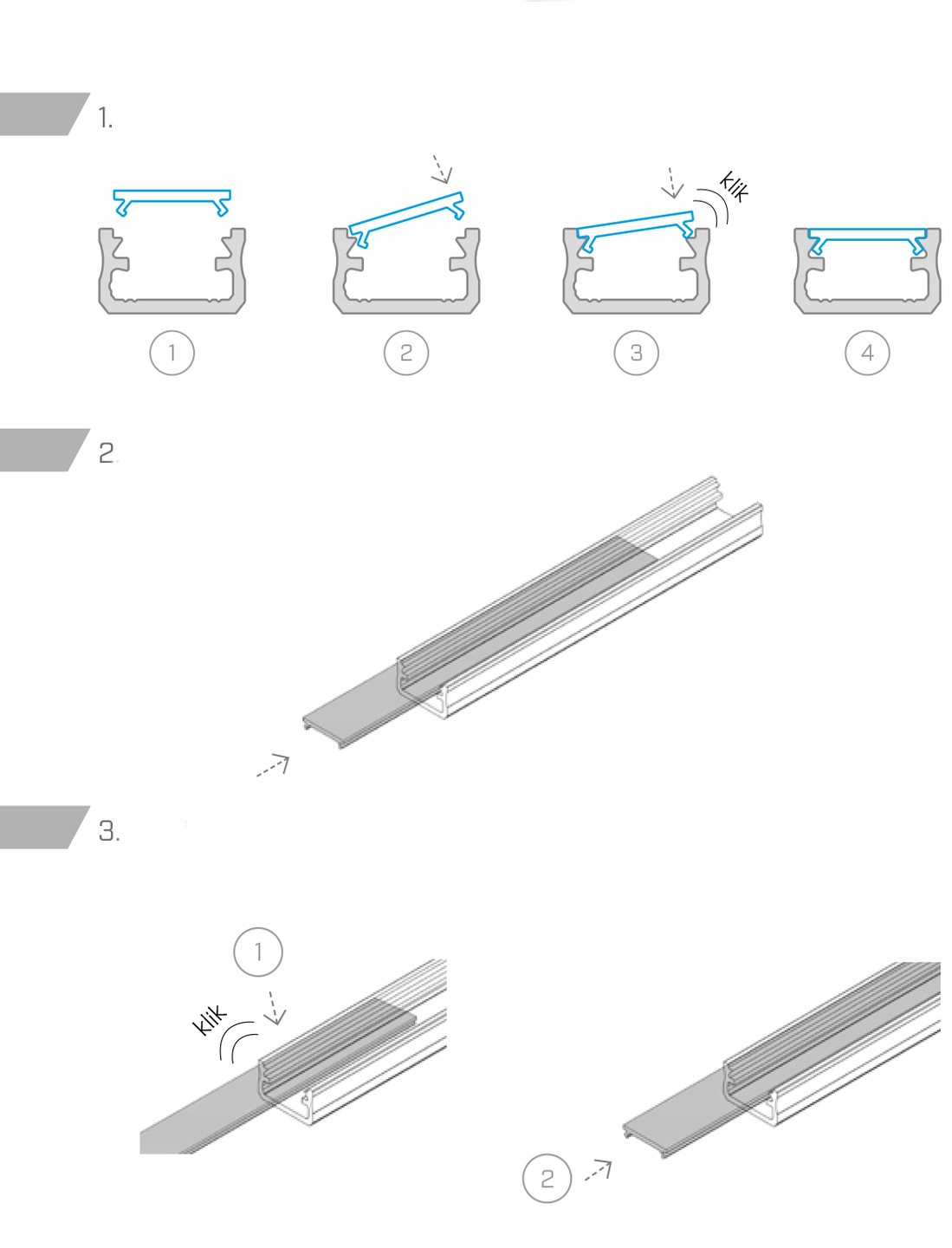 Klosz do profil LED X 1M SZRON MLECZNY Marka Berge