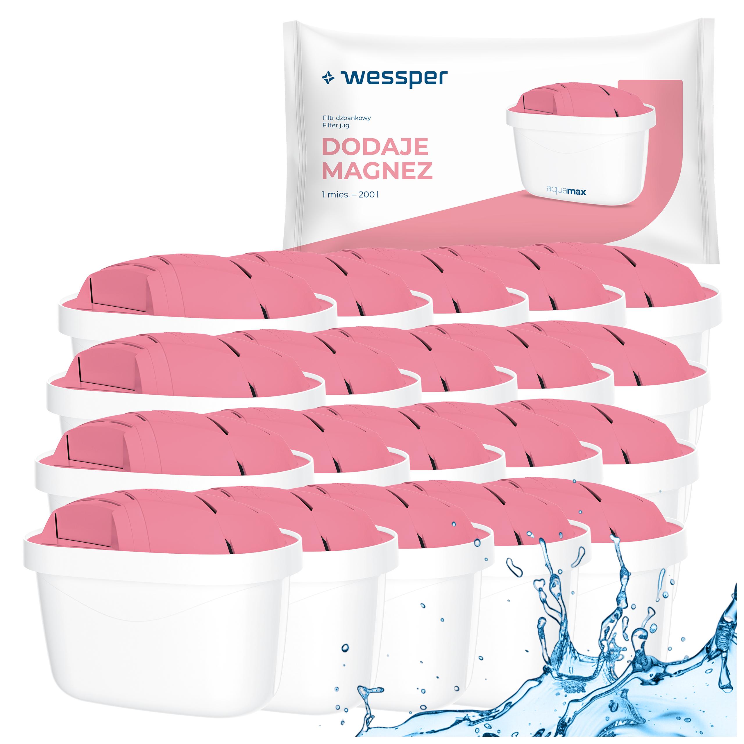 20 x Wessper filtr s hořčíkem pro filtrační konvici Brita, náplň do Aquaphor