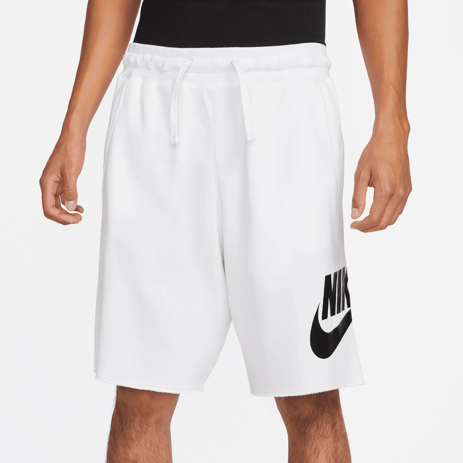 Kraťasy teplákové kraťasy Nike bavlněné, bílé, před kolena, velikost M