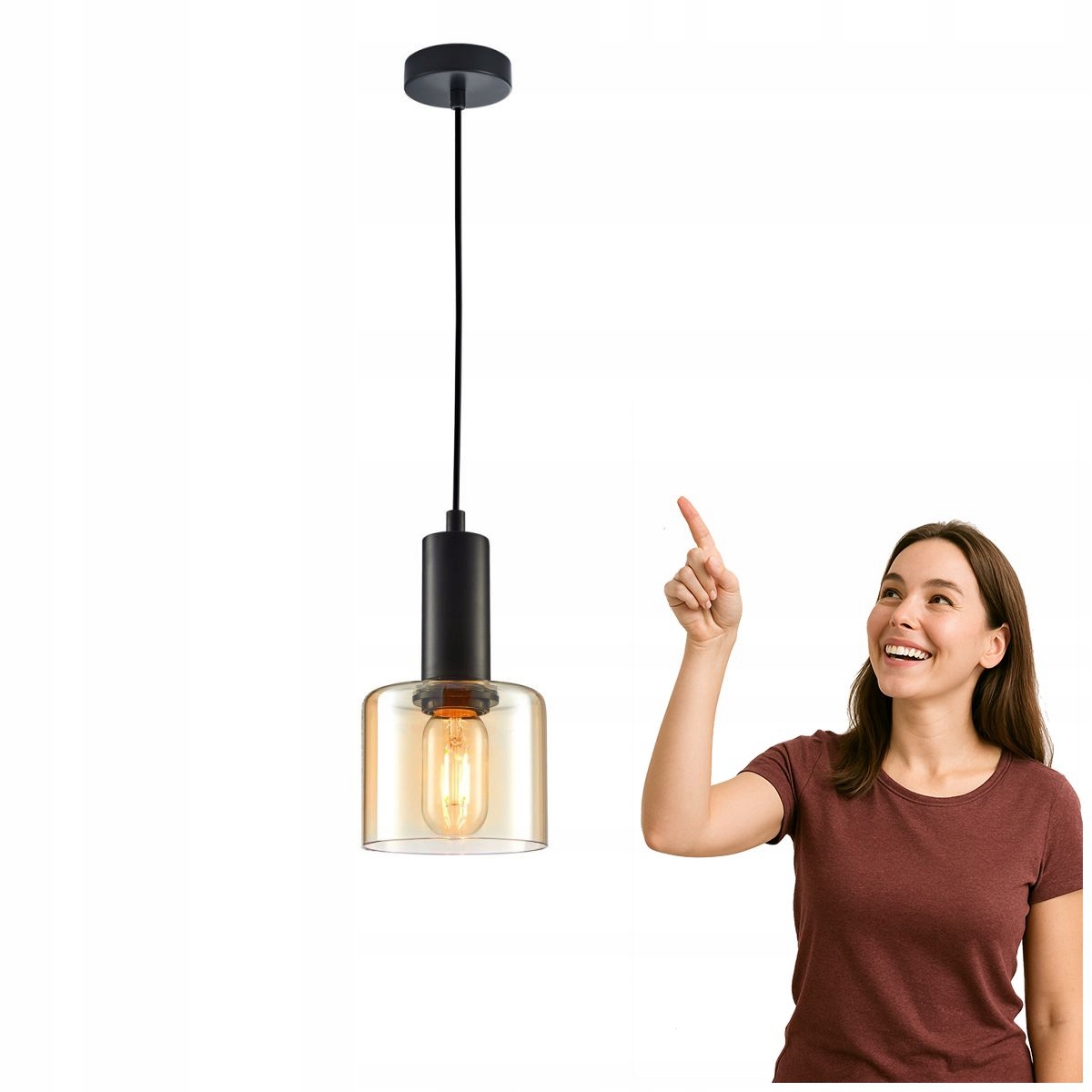 Závěsná lampa Santia PND-65342-1-BK+AMB Italux