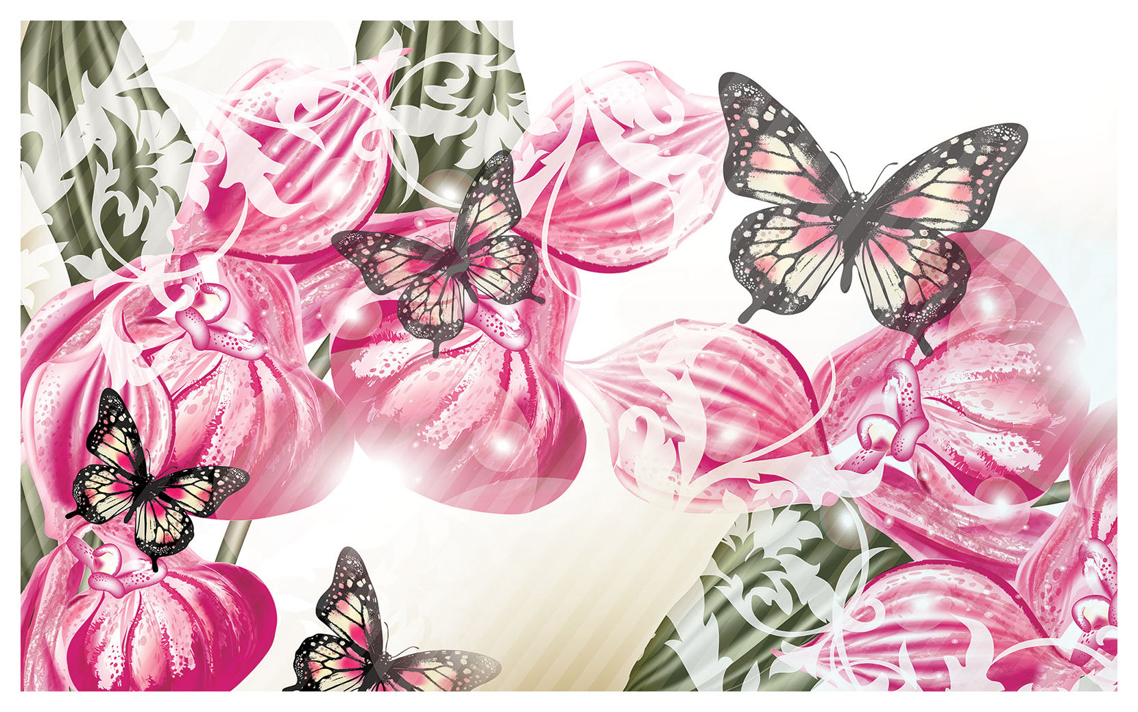 Vliesová fototapeta Ružové motýle jar jemnosť pokoj 312x219 lepidlo