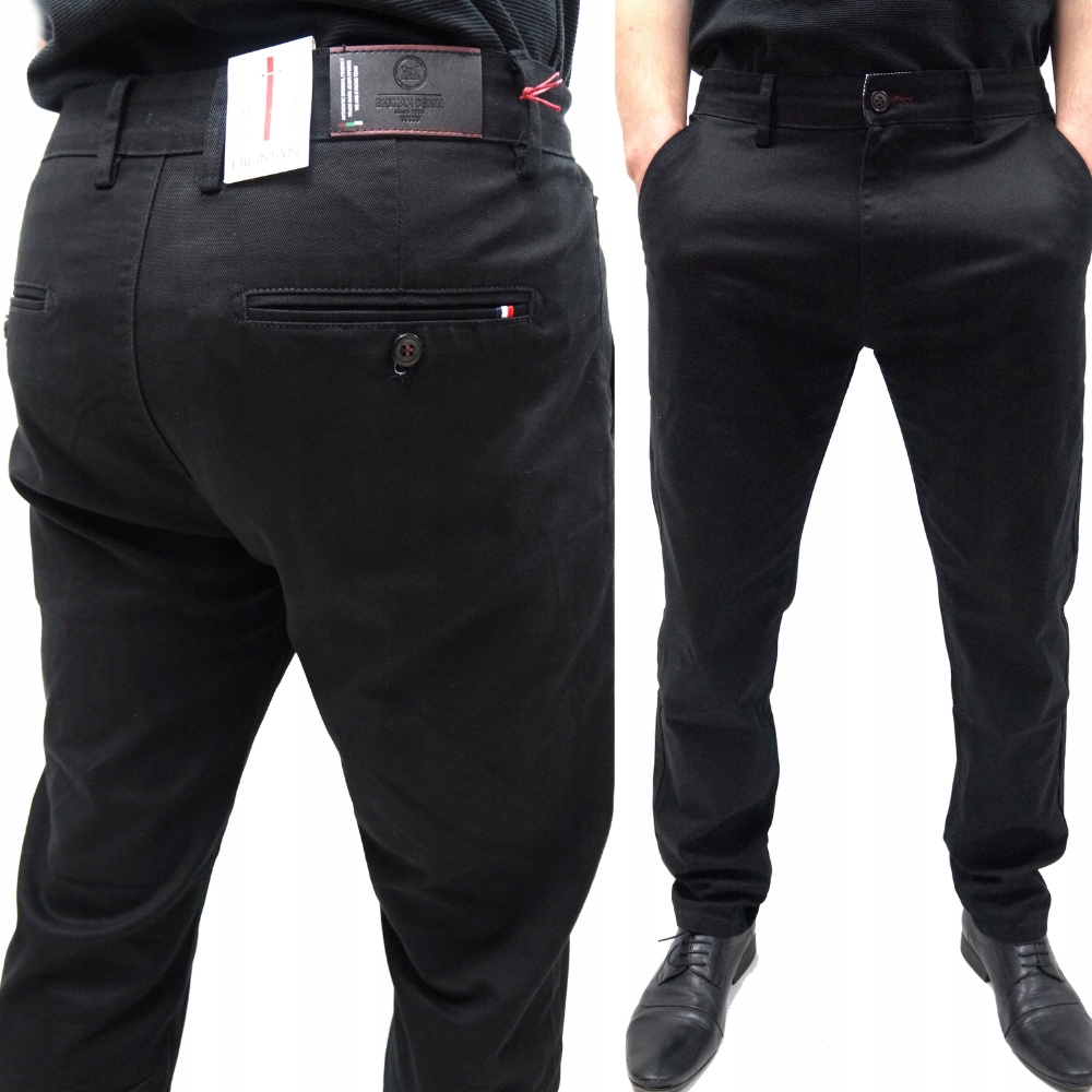 Spodnie męskie Wizytowe Chinosy Czarne W34 L32 (pas 90-94 cm)