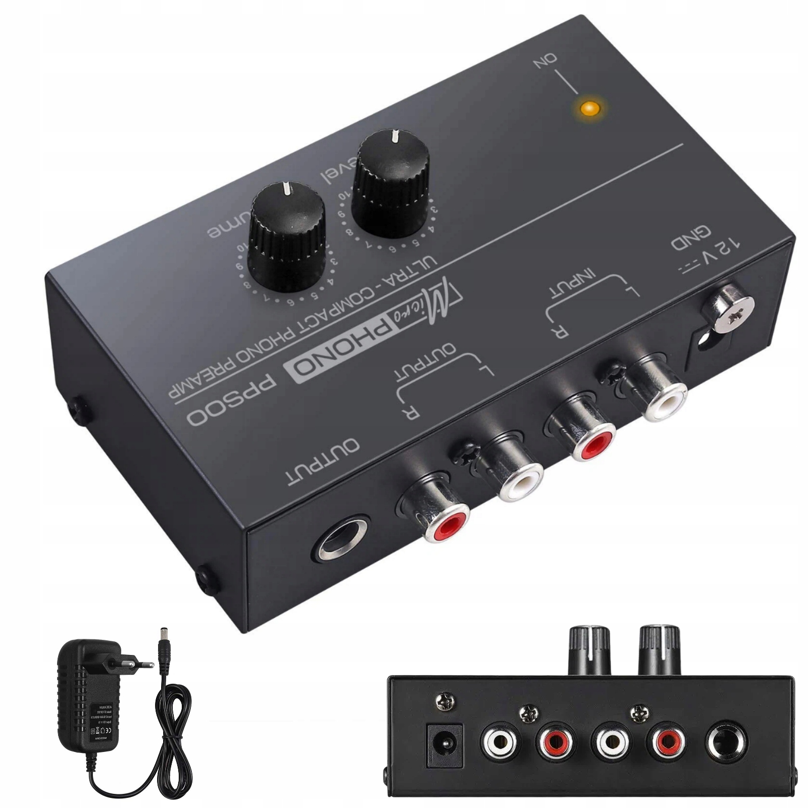 Gramofonový Předzesilovač Audio Rca Napájecí Zdroj DC 12V Adaptér Černý