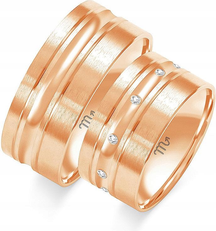 Růžové zlaté snubní prsteny na svatba 14K 585 vel. 26 27 28 elegantní model dárek