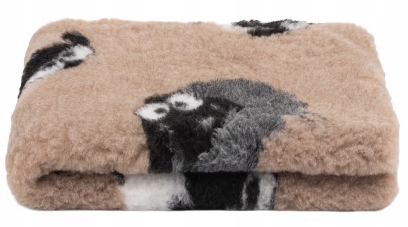Dry Bed Vet A+ suche legowisko 150x100cm Beżowe w czarne i białe Owieczki