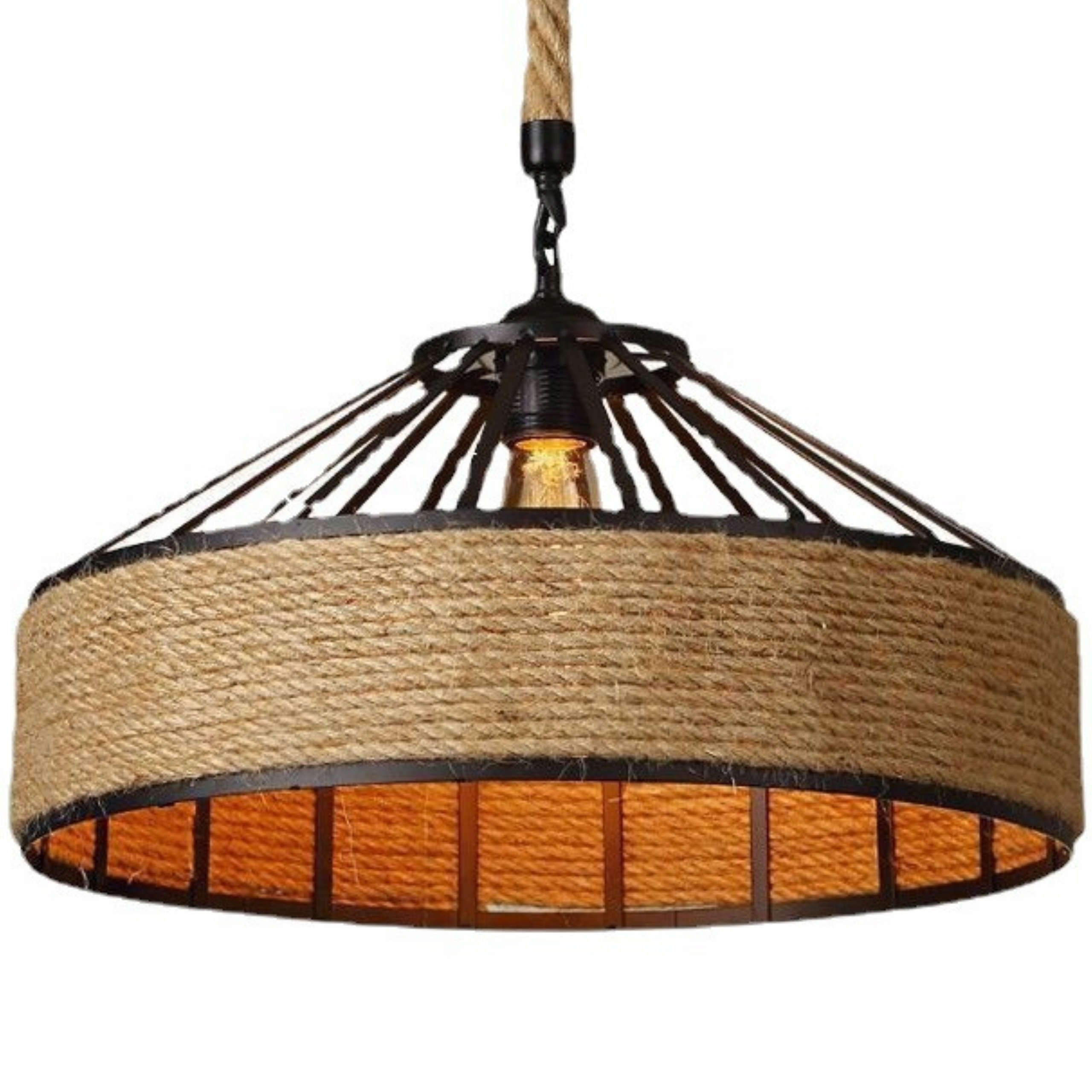 LAMPA SUFITOWA w stylu BOHO VINTAGE z PLECIONEJ LINY KONOPNEJ 40 CM EAN (GTIN) 5904041147395