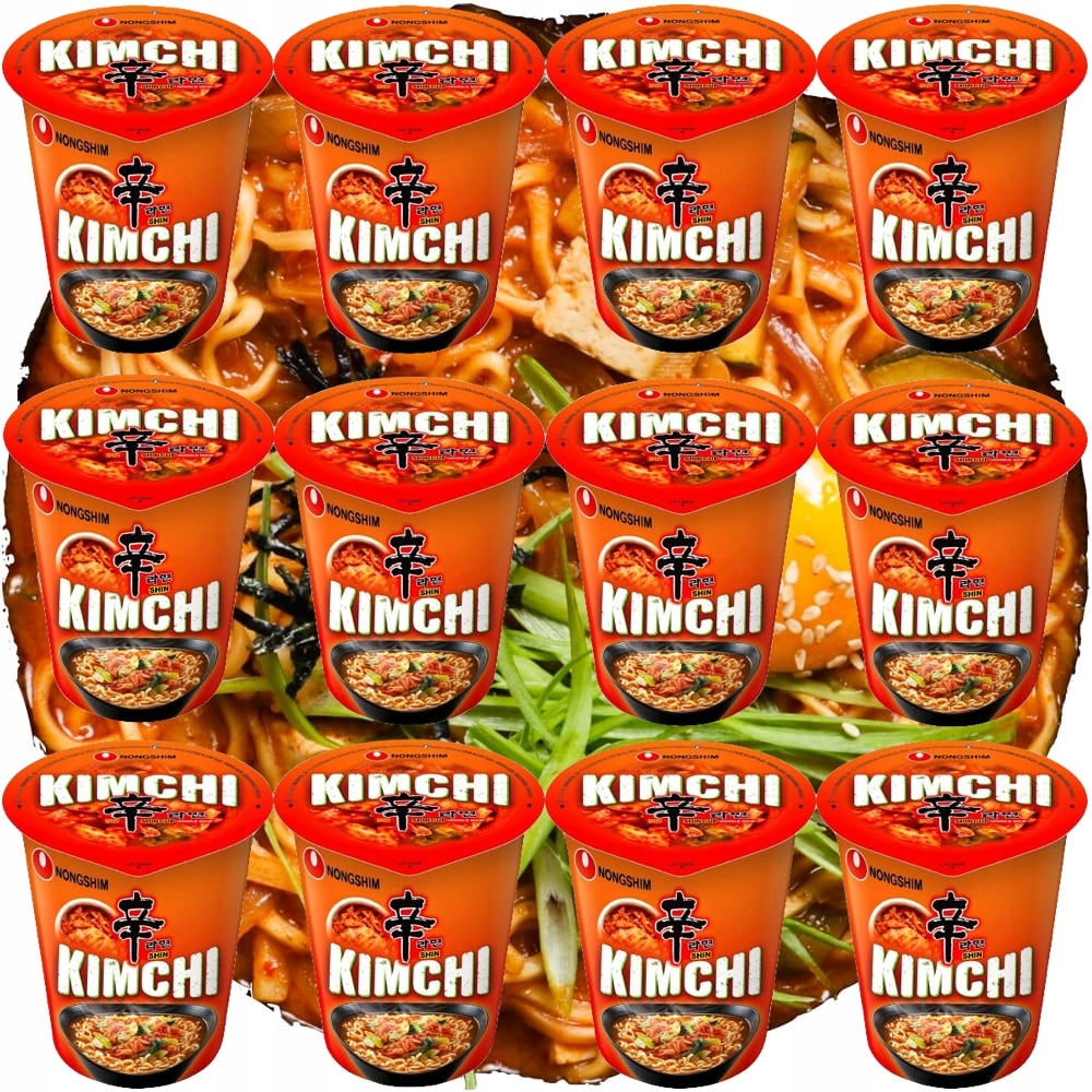 Levně Karton Korejská Instantní polévka Kimchi Hot Ramyun Hrnek Cup 12 x 75 g Nongshim