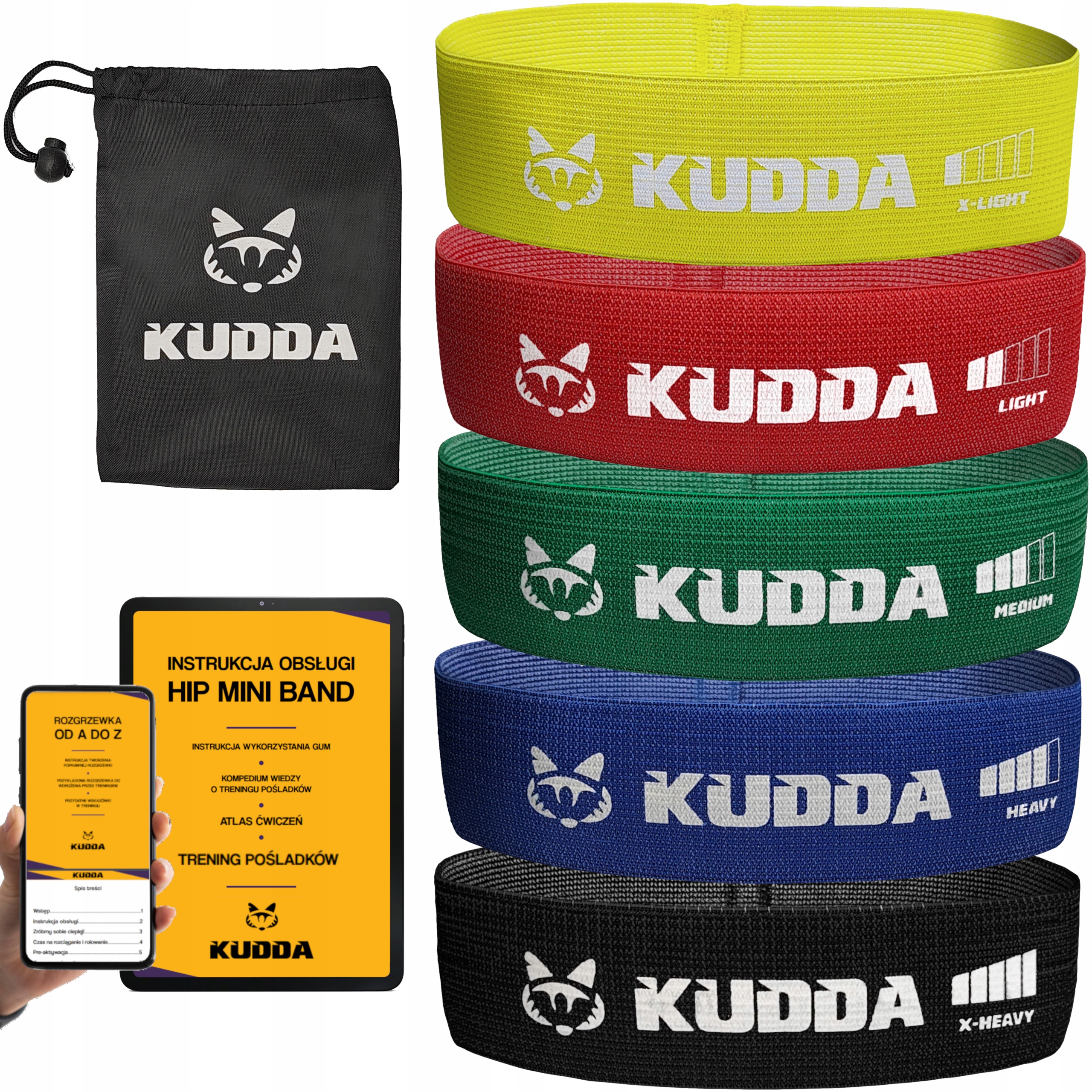 

Zestaw 5 mini gumy materiałowe do ćwiczeń Hip Band