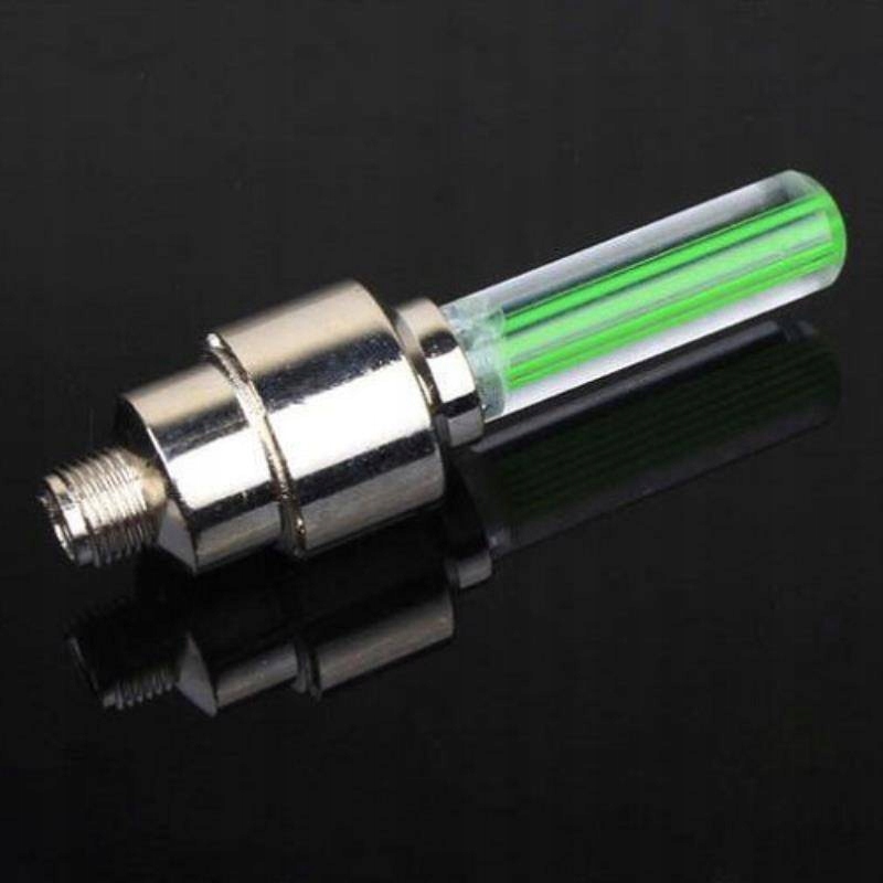 ŚWIECĄCA NAKŁADKA LED NA WENTYL ROWERU (ZESTAW 2 SZT.), GREEN / ZIELONY