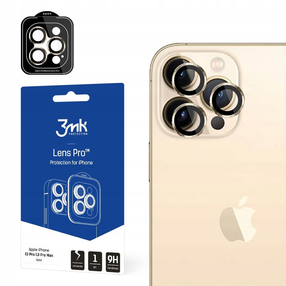 Szkło na obiektyw aparatu iPhone 13 Pro /13 Pro Max 3mk Lens Gold