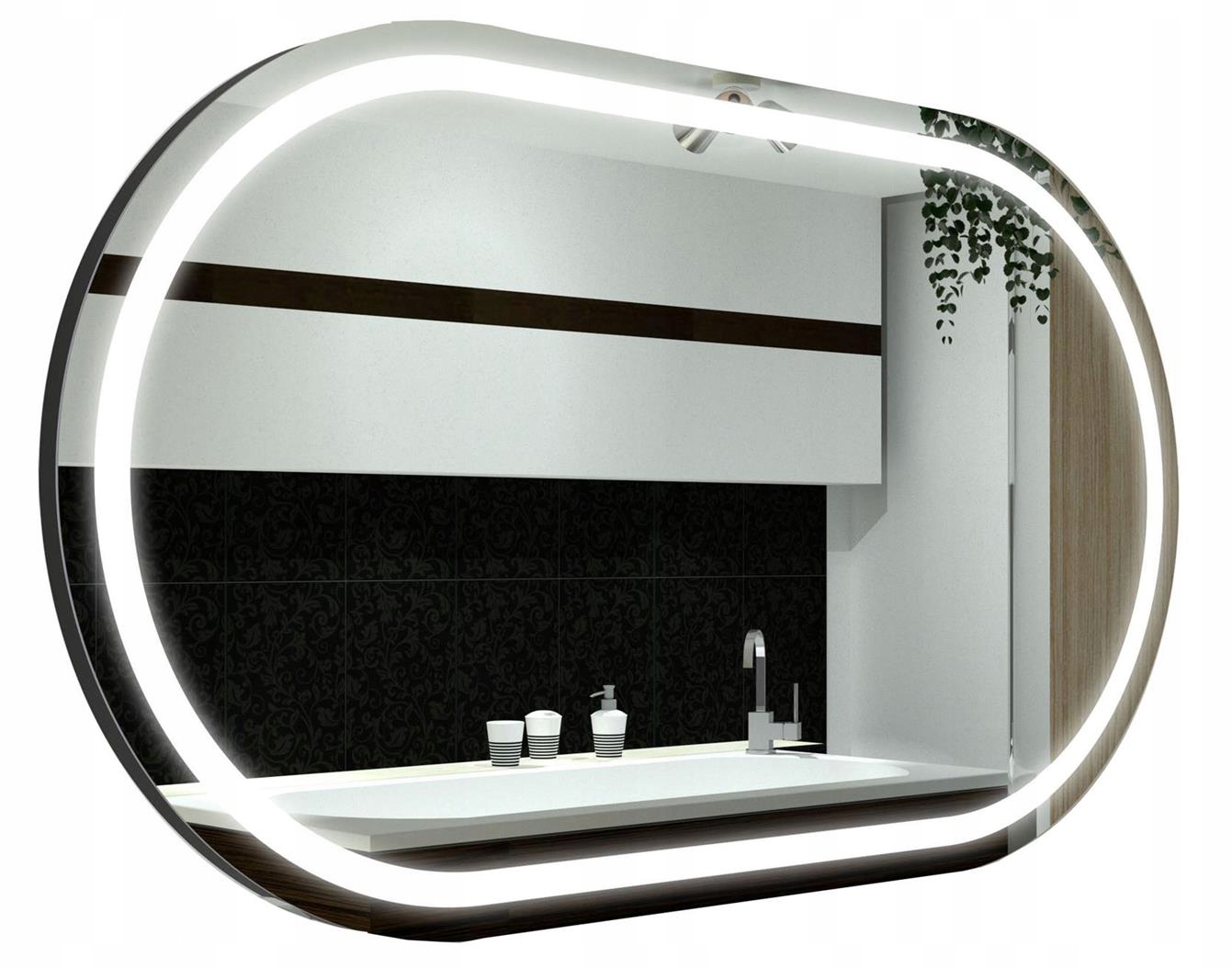 Led zaokrúhlené zrkadlo Palermo s krytom 120 x 90 cm