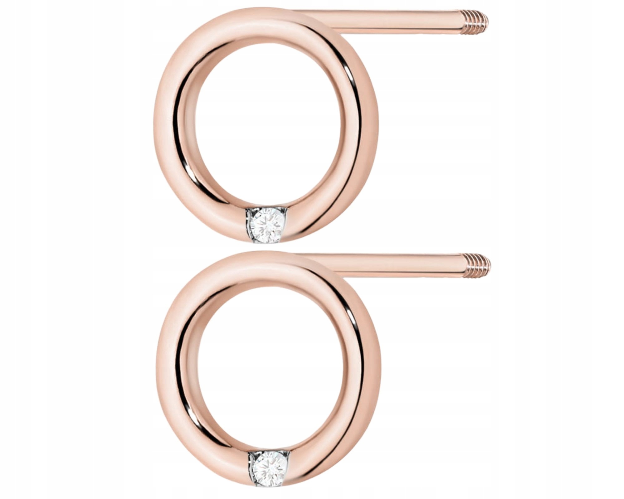 Růžové Zlato Náušnice S Briliantem Na Šroubovací Tyči Zlato 585