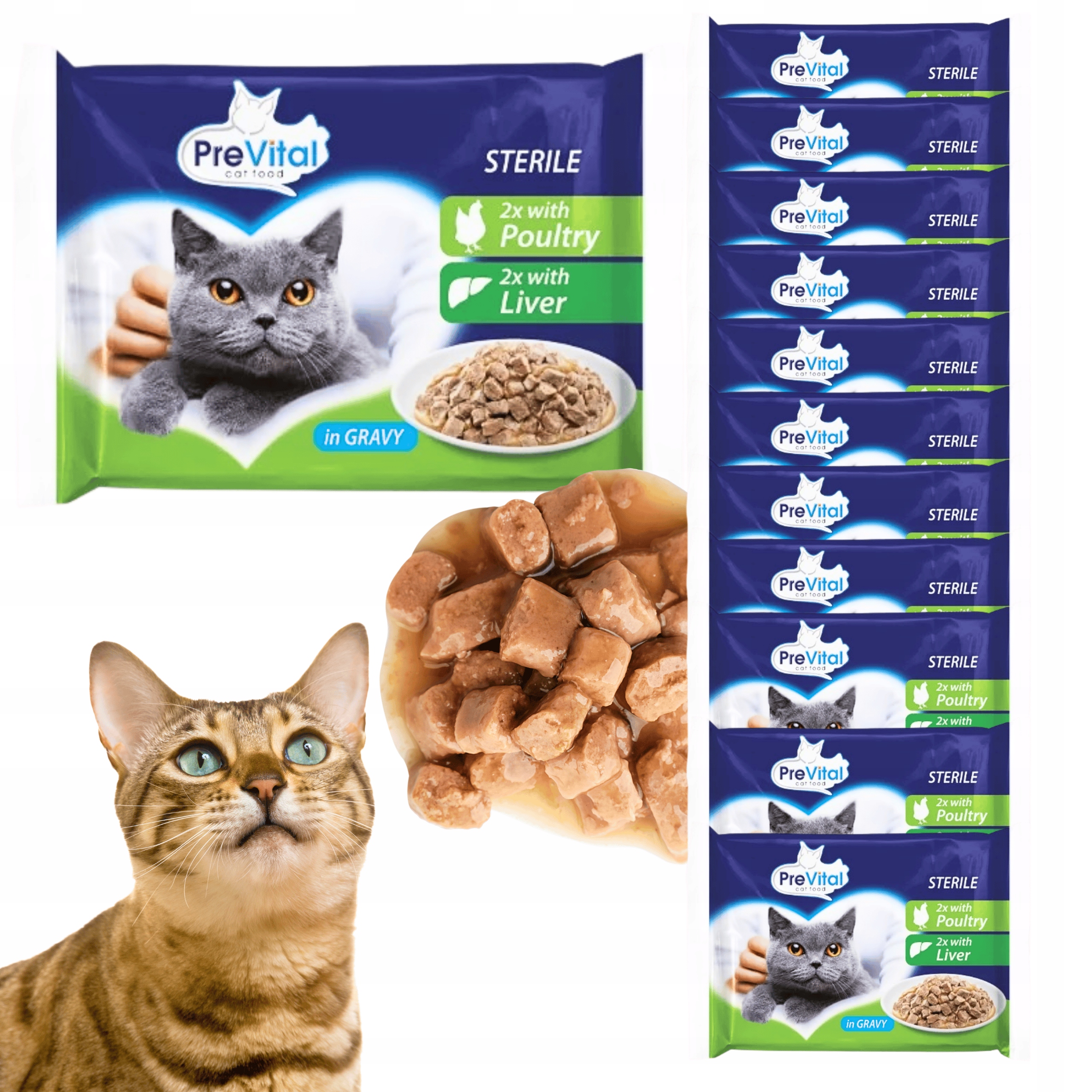 Levně Krmivo mokré pro kočky po sterilizaci drůbež, játra Prevital Sterile 12x400g