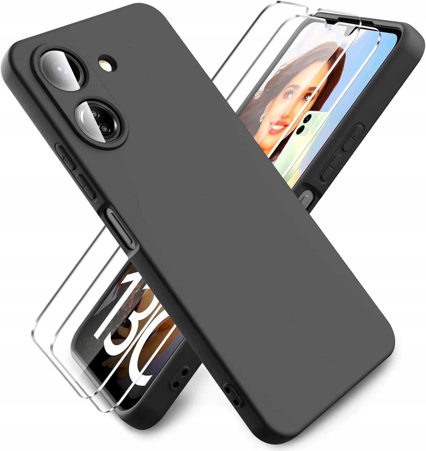 2x SZKŁO + ETUI POKROWIEC MATT PROTECT CASE do XIAOMI REDMI 13C | POCO C65