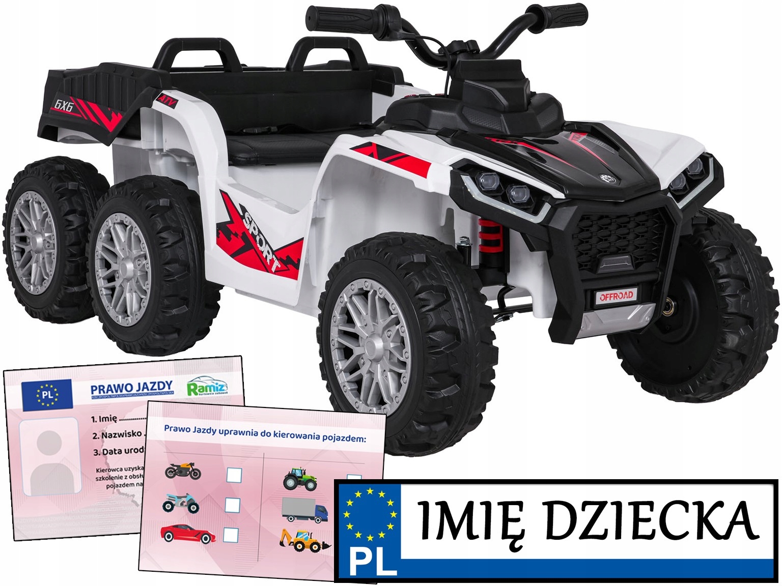 pojazd na akumulator dla dzieci Sport Tx Atv auto Duży Bagażnik prawo jazdy