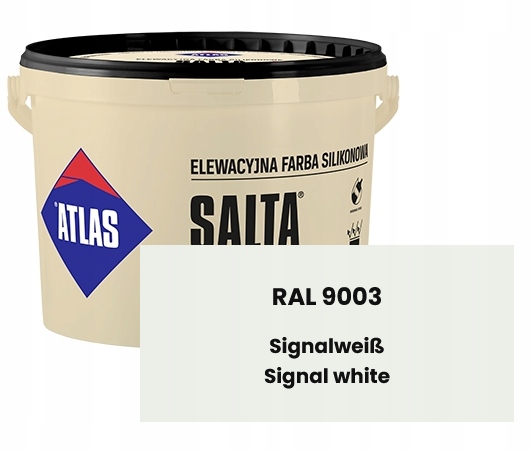 Atlas Salta elewacyjna farba silikonowa Biała kolor Ral 9003 10l