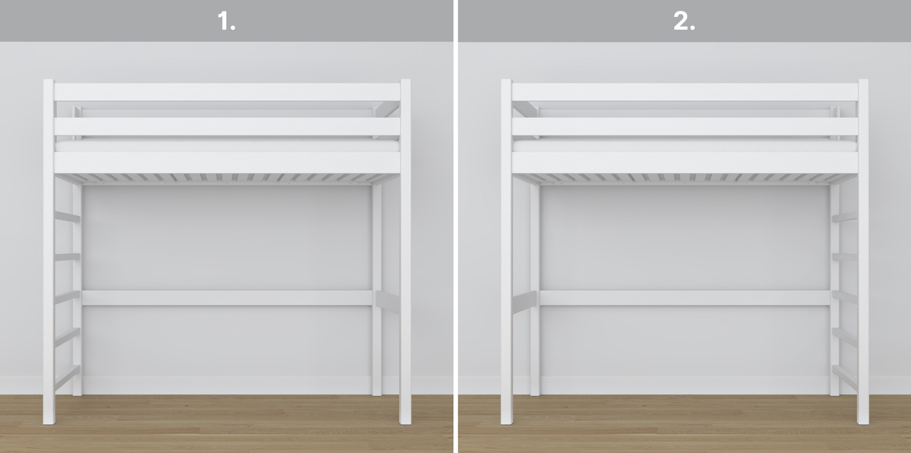 Łóżko piętrowe na antresoli drewniane N01 białe 80x200 Rodzaj łóżka łóżko piętrowe