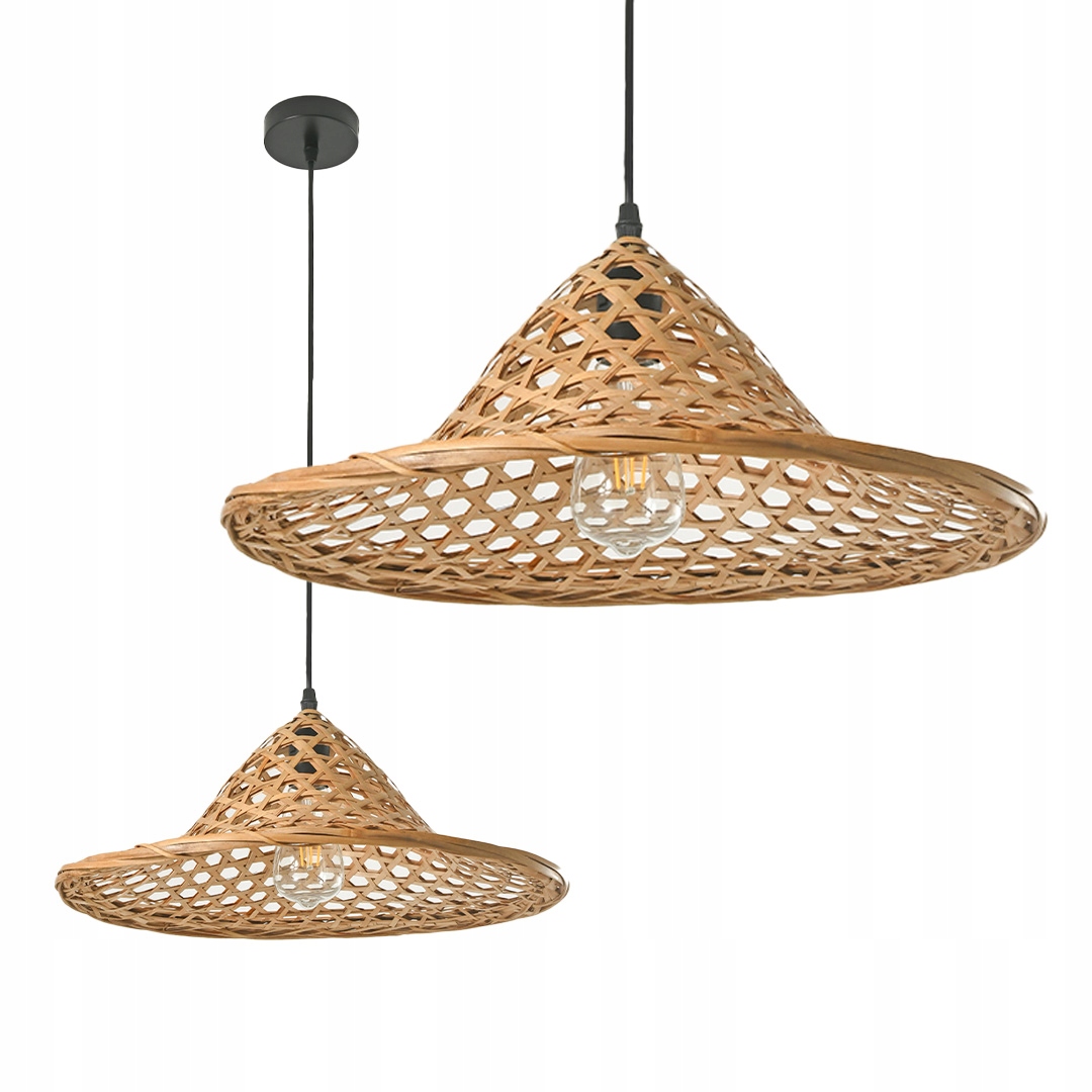 Závěsná stropní lampa Bambusová lampa přírodní velká 40 cm 1xE27 Boho