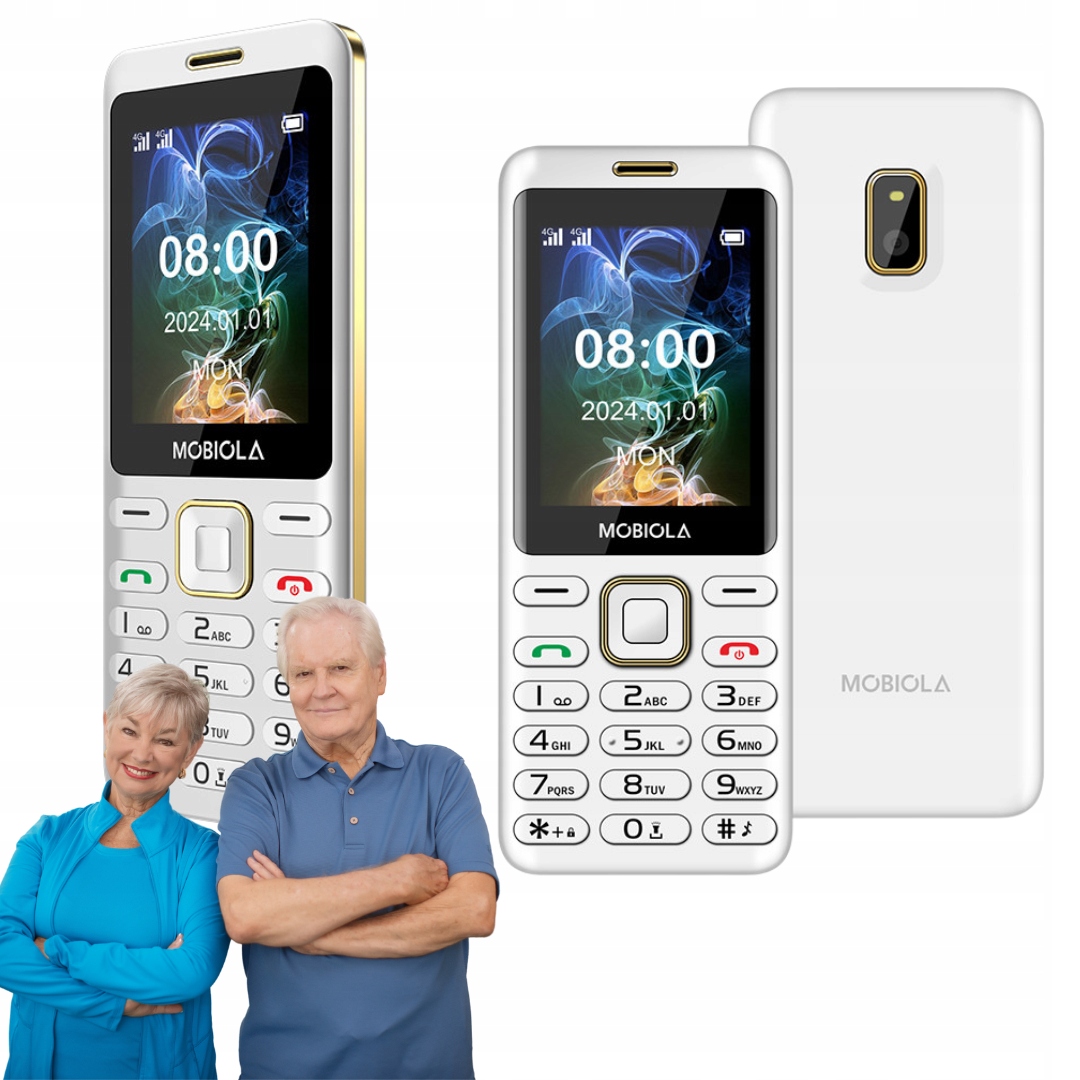 Telefon pro seniory Mobiola MB2400 2G Typ-c Bílý Solidní baterie 1200 mAh
