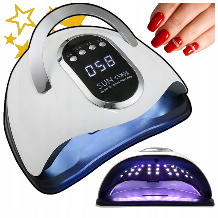 Lampa Do Paznokci Mocna Hybryd Żeli Uv Led Sun X10 Pro LCD Z Rączką 280W