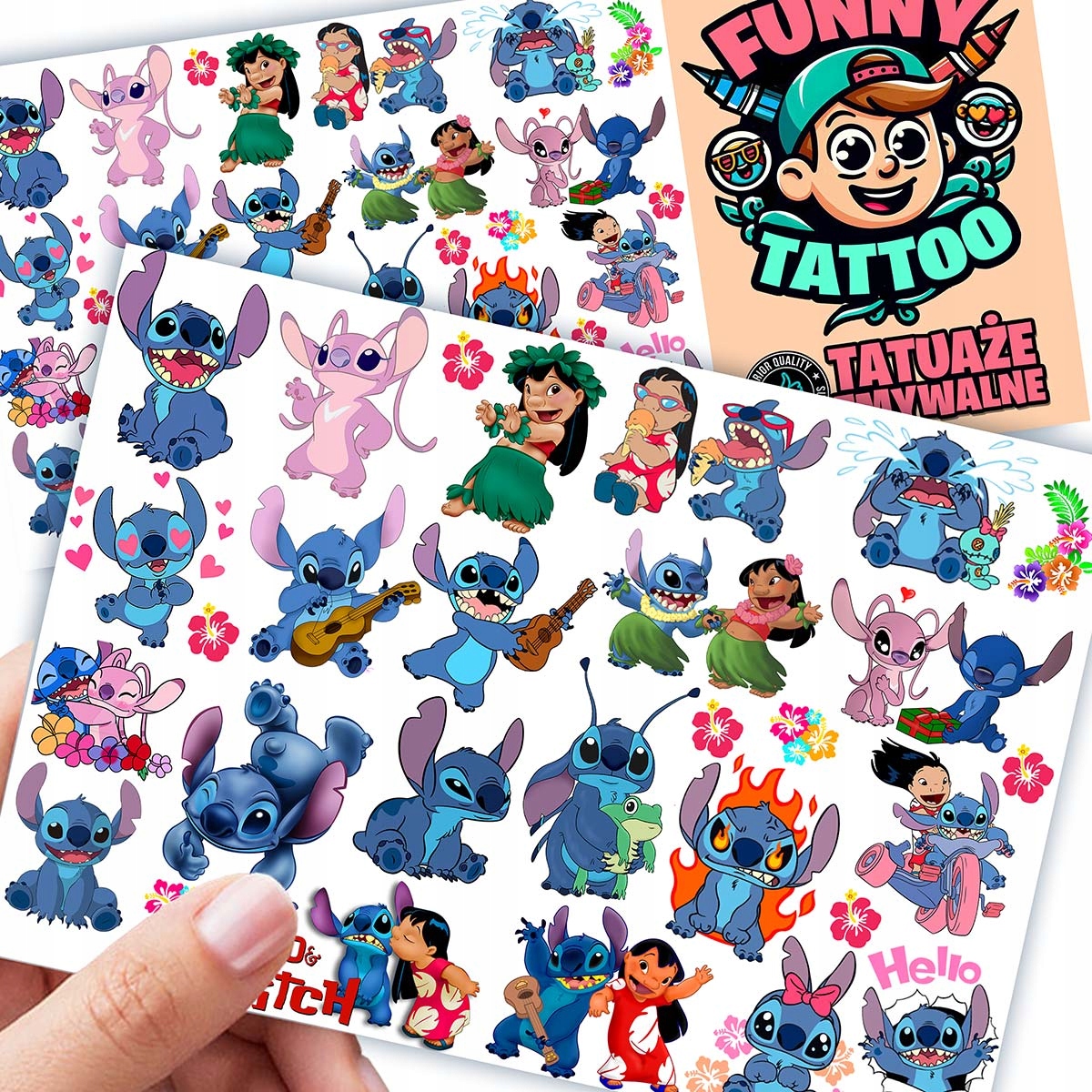 TATUAŻE DLA DZIECI ZMYWALNE TYMCZASOWE STITCH WZORY JAKOŚĆ Rodzaj gadżetu filmowy