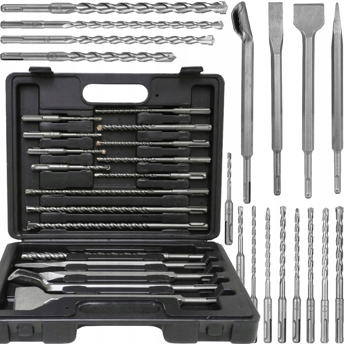 НАБОР СВЕРЛ И ДОЛОТ СВЕРЛО ДОЛОТО БЕТОНА КЛАДКИ SDS ПЛЮС БУРЕНИЯ КОВКИ