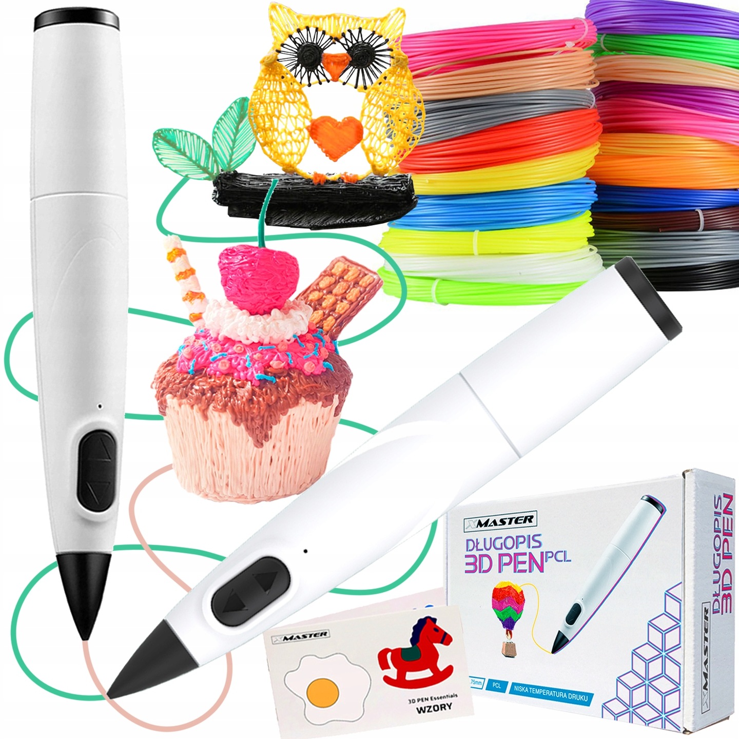 DRUKARKA DŁUGOPIS 3D SZABLONY + WKŁADY PCL 50M 50-60C ZESTAW DLA DZIECI