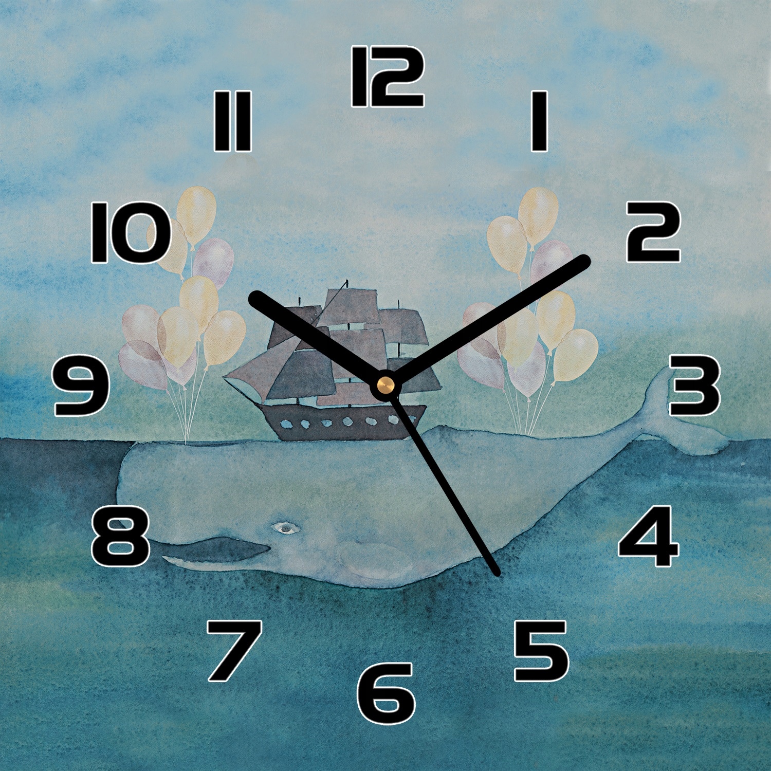 

Ładny zegar Statek na wielorybie z balonami 30x30