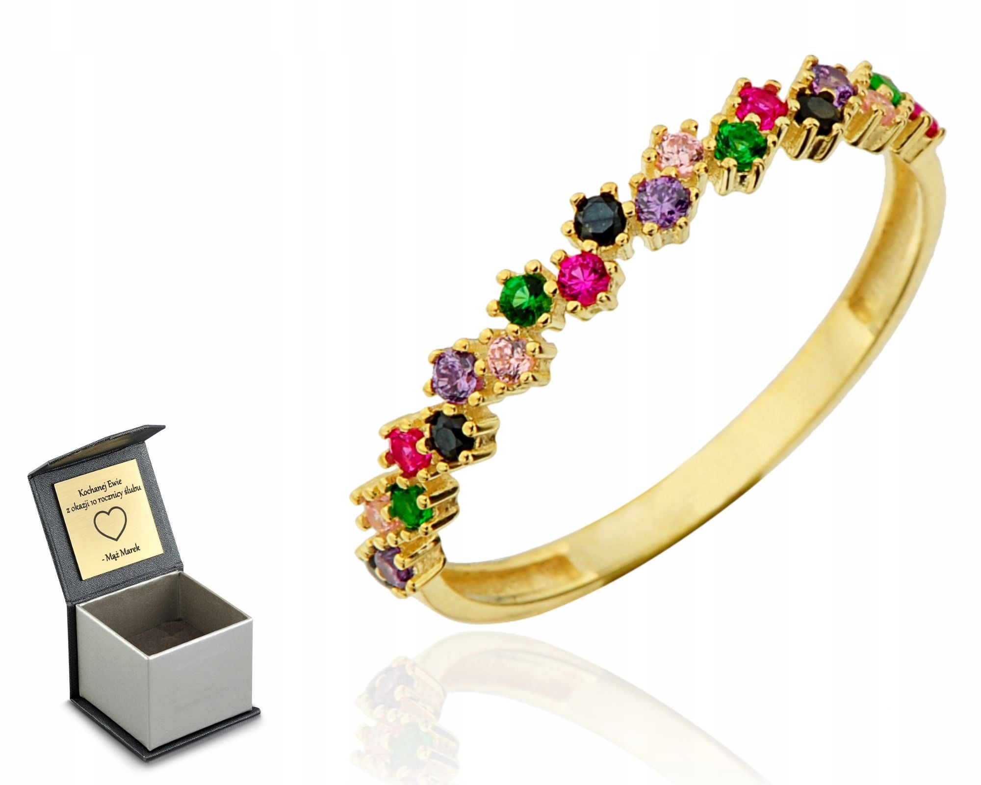 Zlatý Prstýnek S Jemnými Barevnými Kameny 585