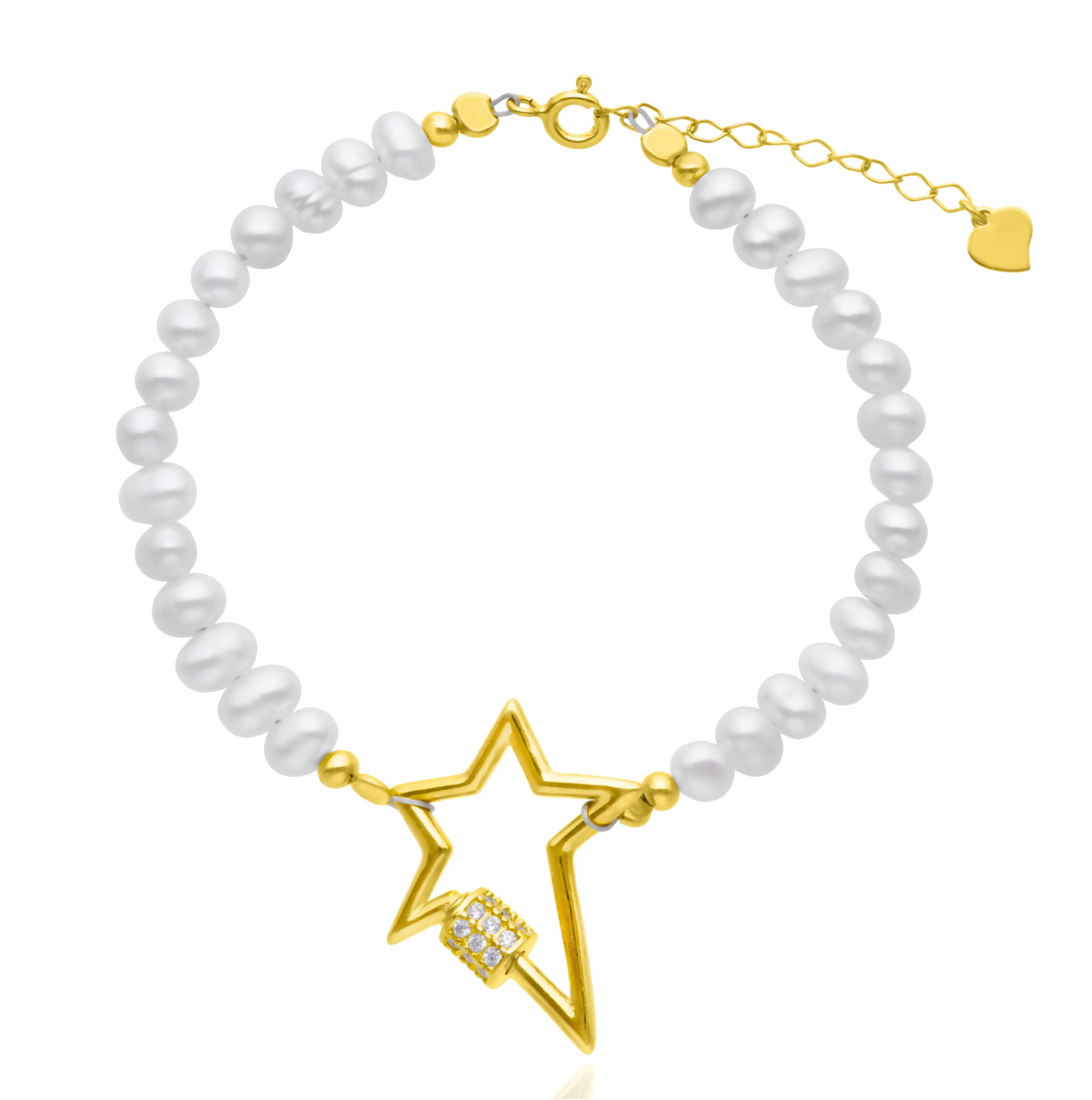 Náramek s perličkami a pozlacenými prvky