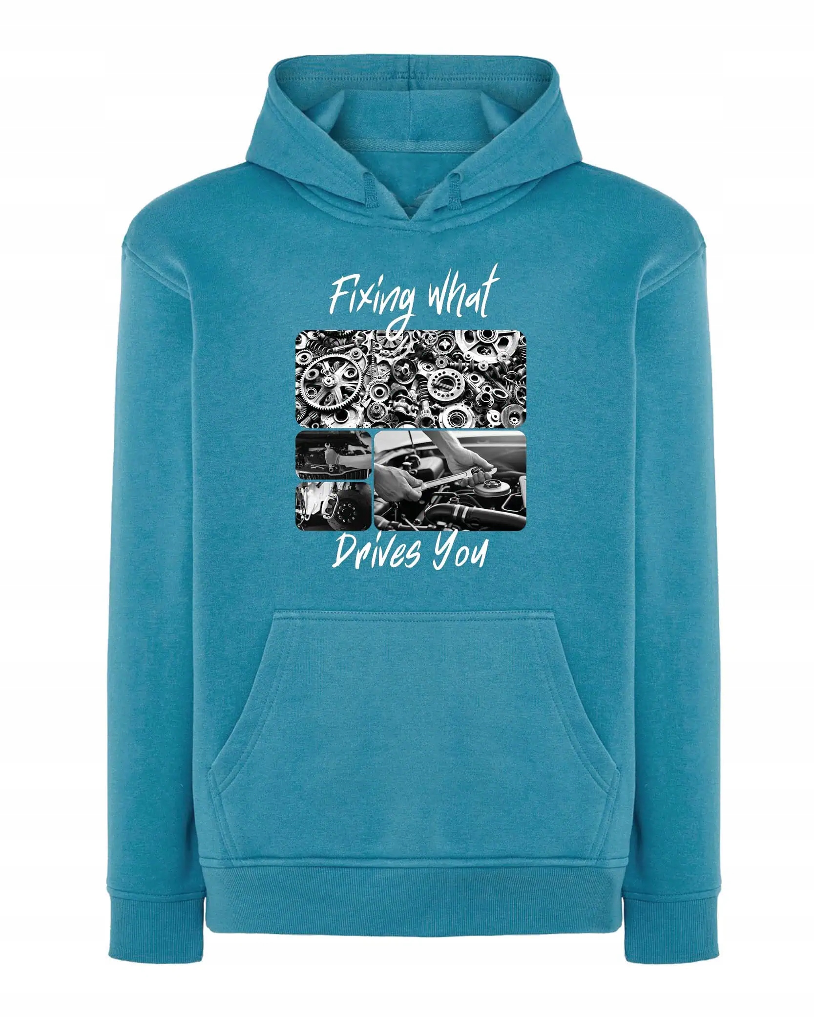 Mikina s kapucí Dárek pro mechanika Umělecká koláž Modrá M