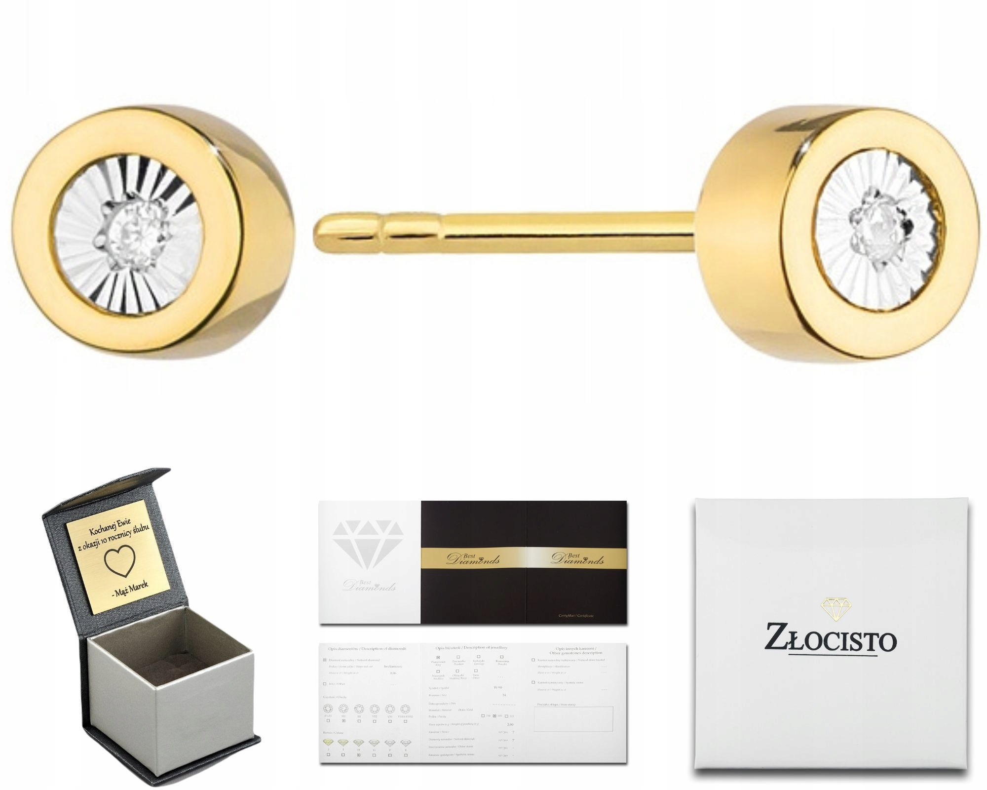 Zlaté Náušnice S Brilianty, Kulaté Šrouby