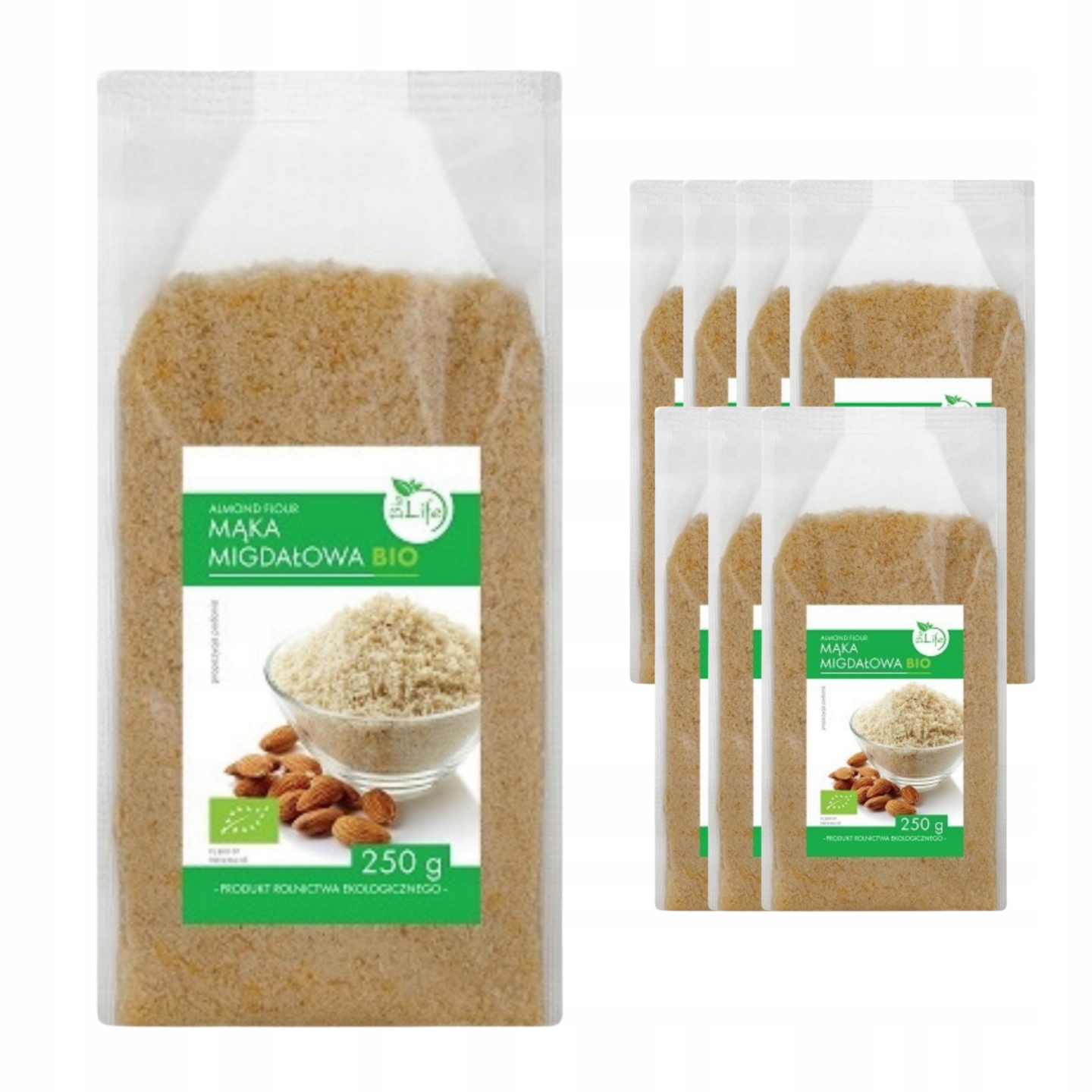 Bio life Mąka migdałowa Bio w opakowaniu Naturalna 250 g x8 sztuk