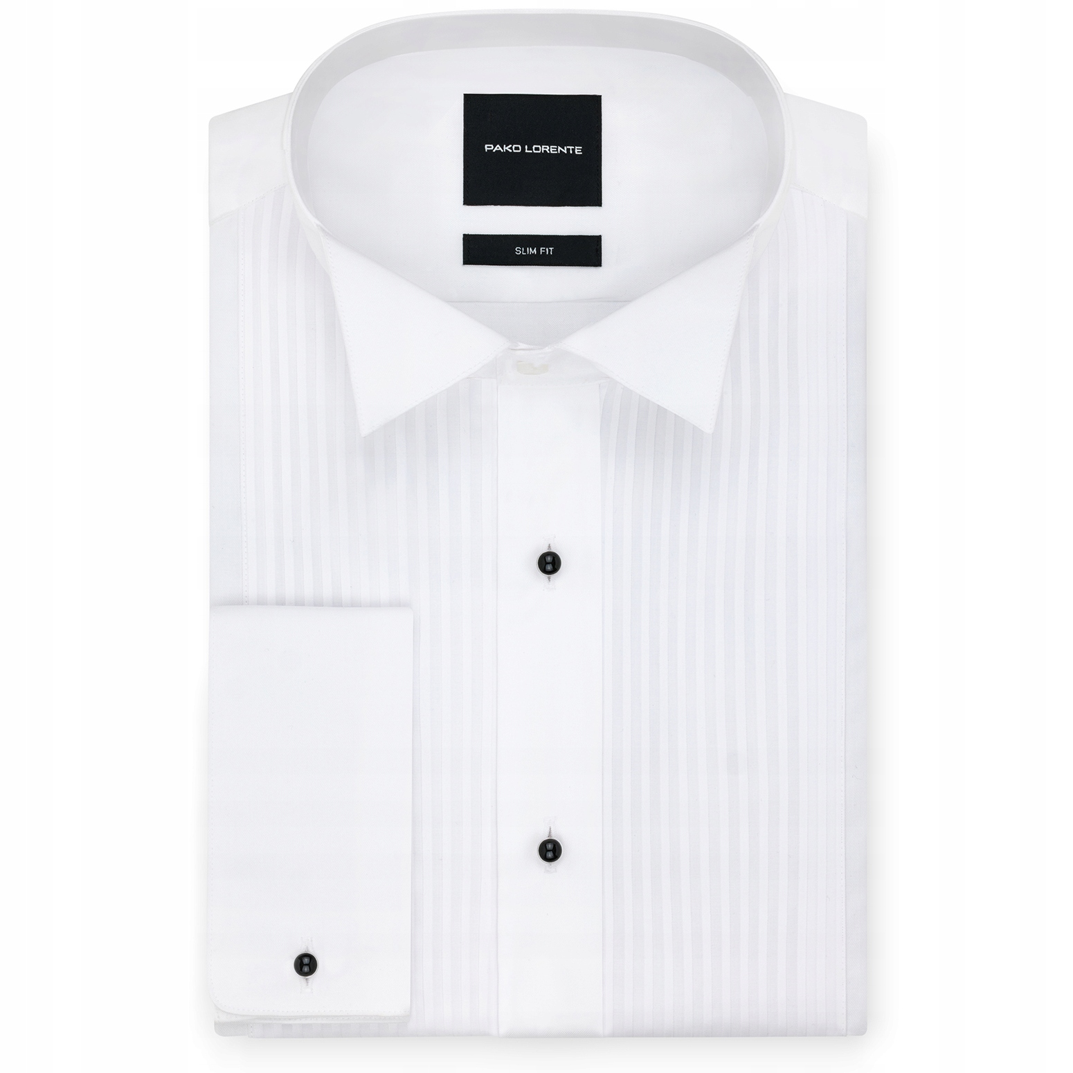 Bílá pánská smokingová košile s knoflíčky Slim Fit Pako Lorente vel. XXL