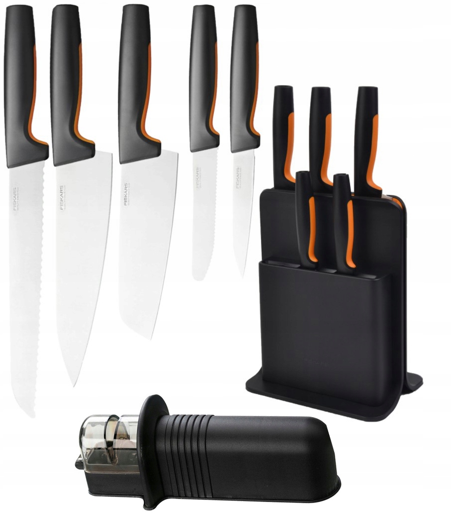 

Zestaw 5 noży Fiskars Functional w bloku ostrzałka