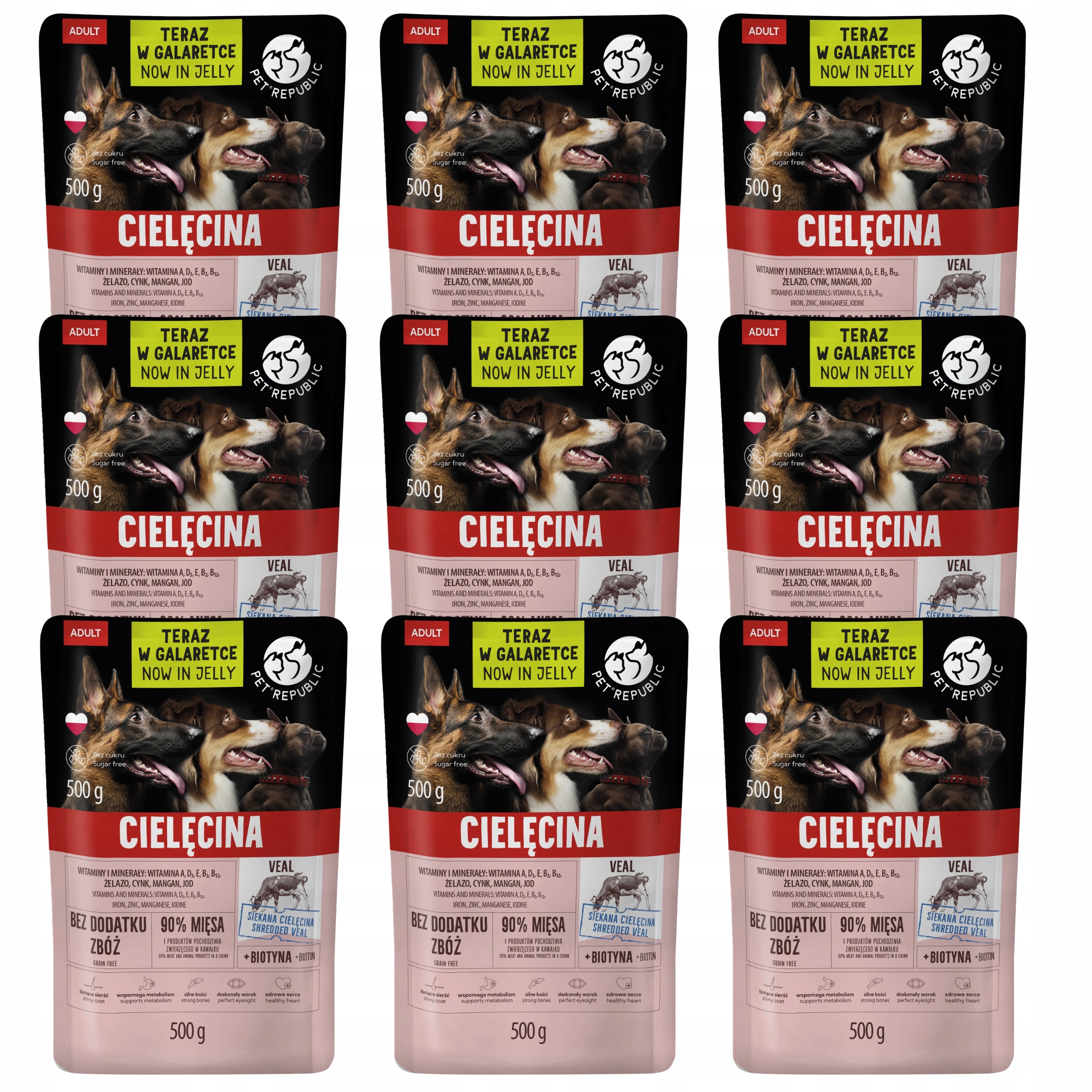 Levně Pet Republic krmivo pro psy Telecí maso v želé 9 x 500 g