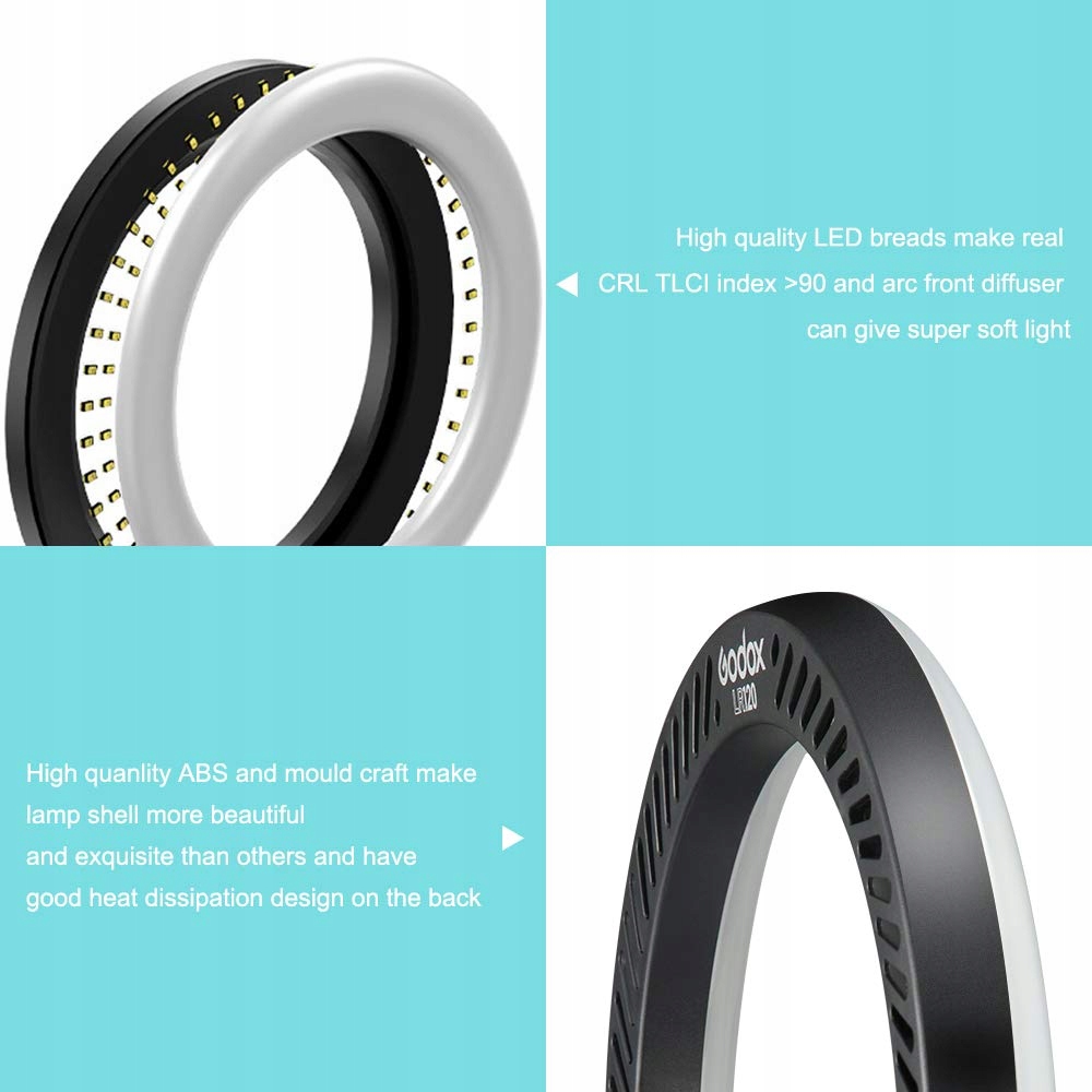 Godox LR120 zestaw świateł pierścieniowych LED, 12", dwukolorowe Światło — miniatura 7