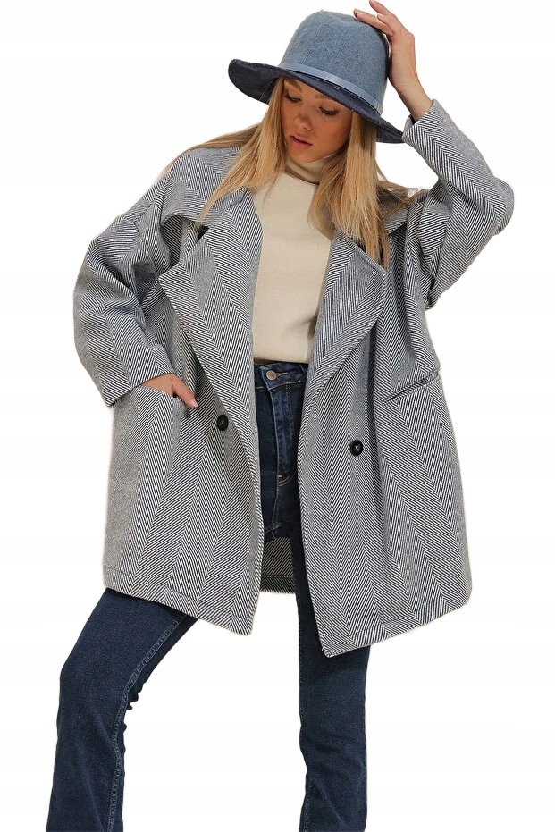 Trend Alacati Stili Płaszcz Damski Jodełka Klasyczny S 5FA