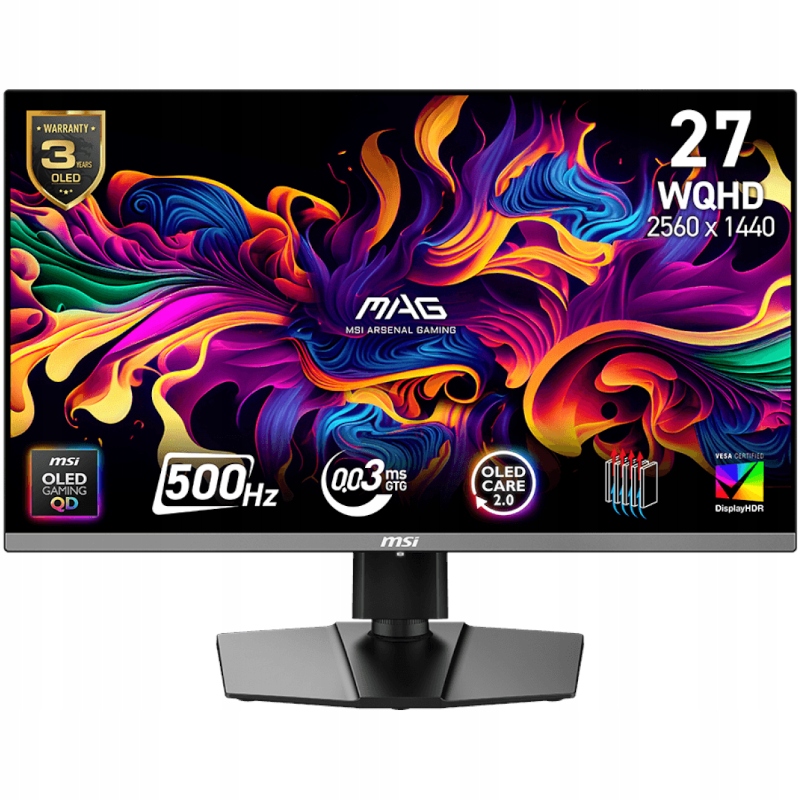 Herný monitor Msi Mag 272QP Qd Oled X50 2560 x 1440 (wqhd) 500 Hz