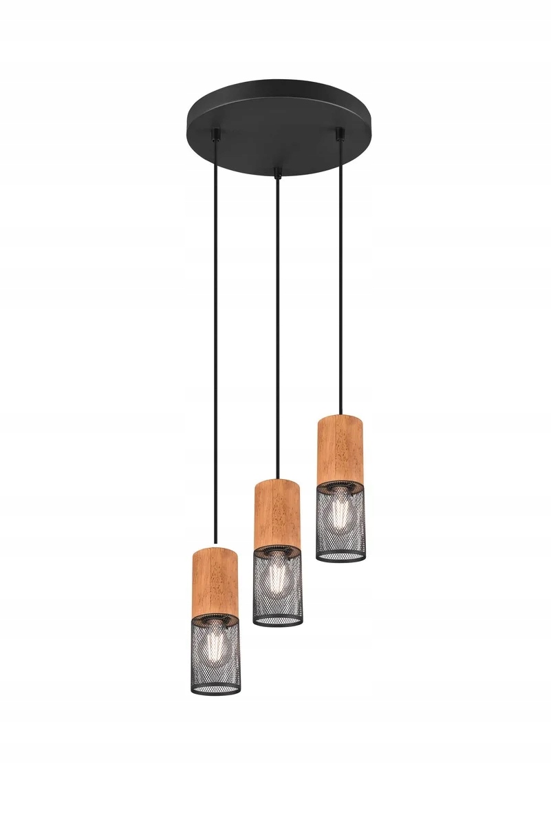 Závesná lampa tuba loft x3 drevo čierna Trio