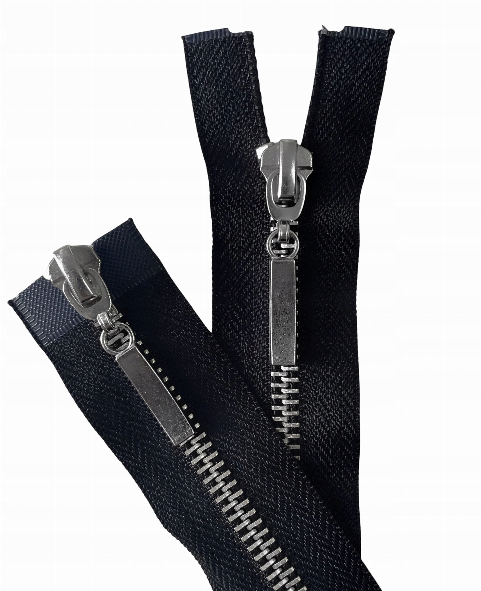 Zamek Dwusuwakowy Metalowy 75 cm Srebrny 1szt.