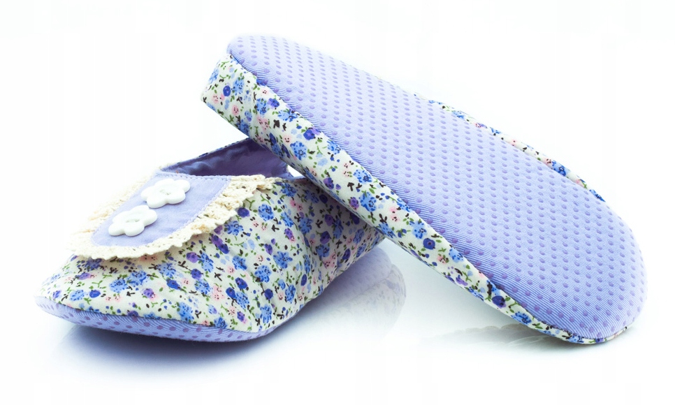 Tekstylne bawełniane balerinki domowe z odkrytą piętą na wiosnę roz. 31/32