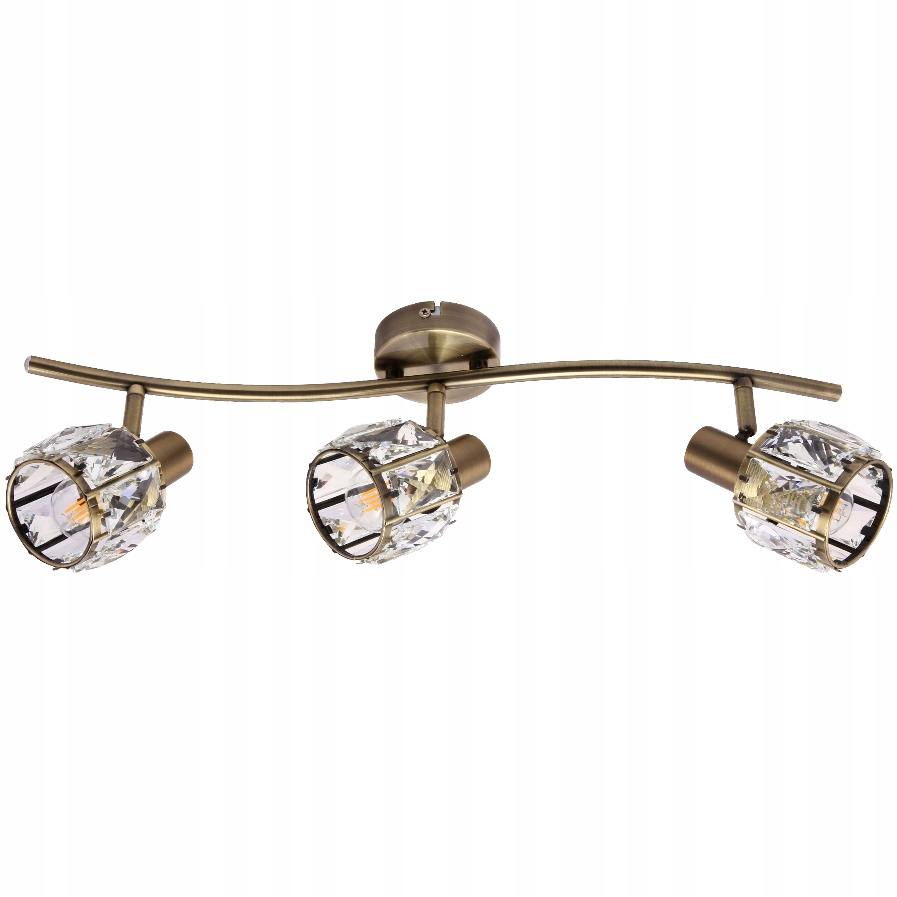 Listwa belka Venus 3 x E14 Antyczne Złoto klosz kryształ patyna